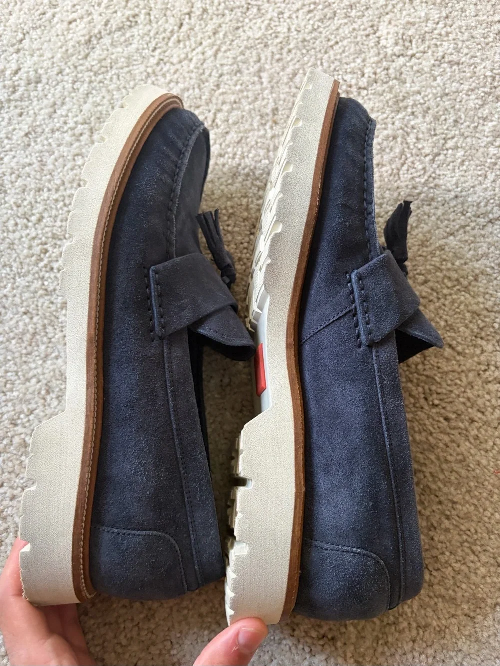 Cole haan American classic man made leather blue suede tassels loafers size 10